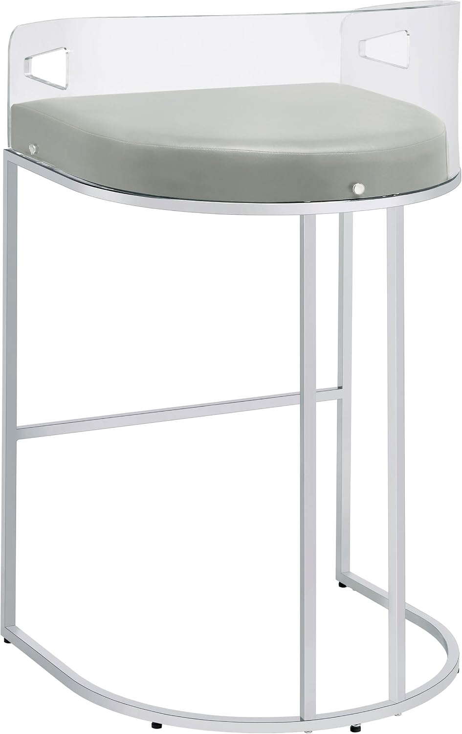 Modern Acrylic Bar Stools – Set of 2 with Curved Back & Chrome Finish