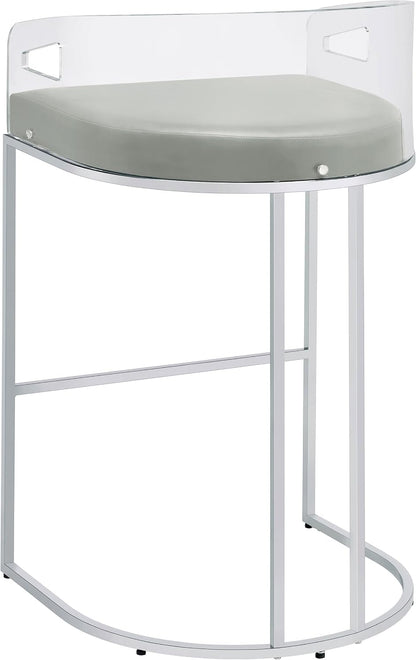 Modern Acrylic Bar Stools – Set of 2 with Curved Back & Chrome Finish