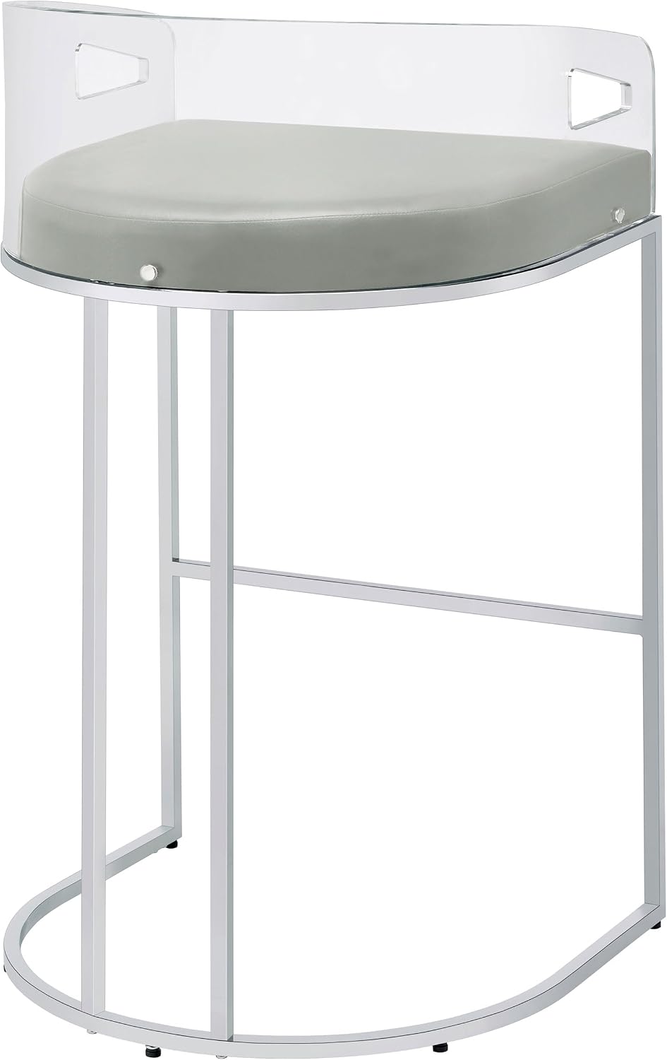 Modern Acrylic Bar Stools – Set of 2 with Curved Back & Chrome Finish