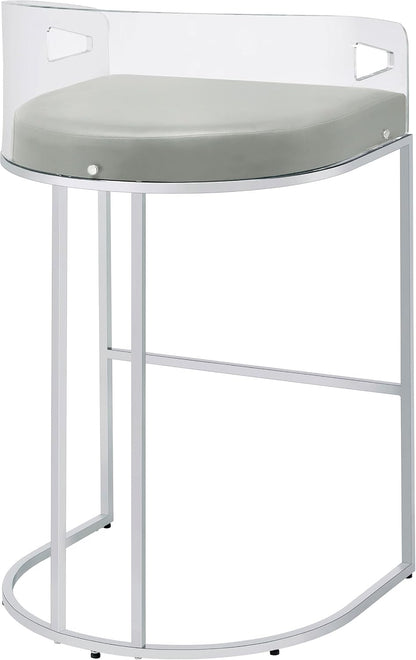 Modern Acrylic Bar Stools – Set of 2 with Curved Back & Chrome Finish