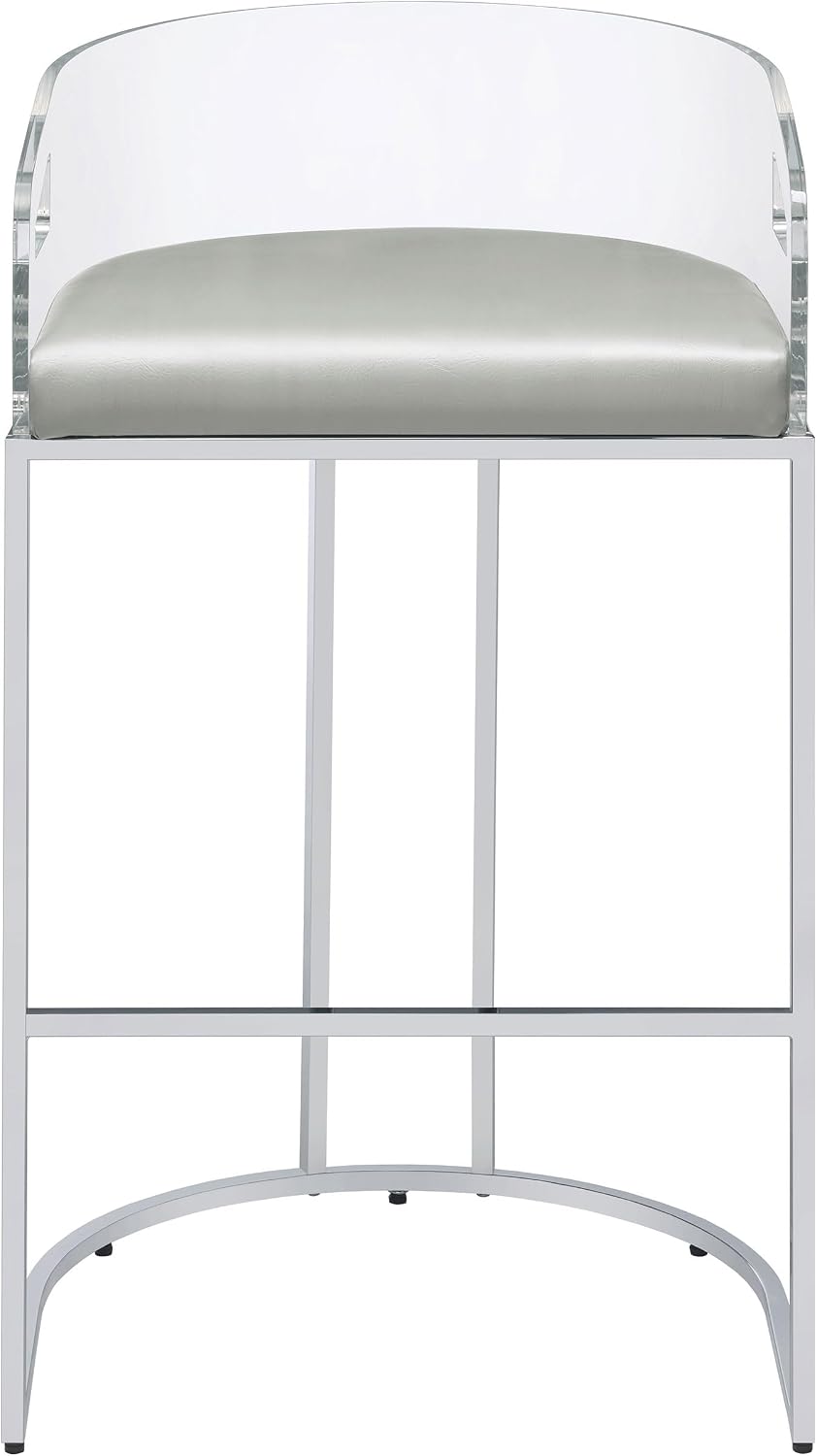 Modern Acrylic Bar Stools – Set of 2 with Curved Back & Chrome Finish