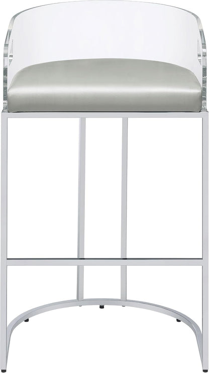 Modern Acrylic Bar Stools – Set of 2 with Curved Back & Chrome Finish