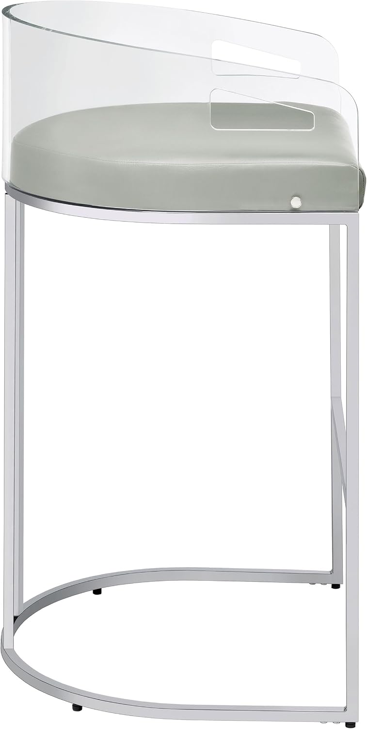 Modern Acrylic Bar Stools – Set of 2 with Curved Back & Chrome Finish