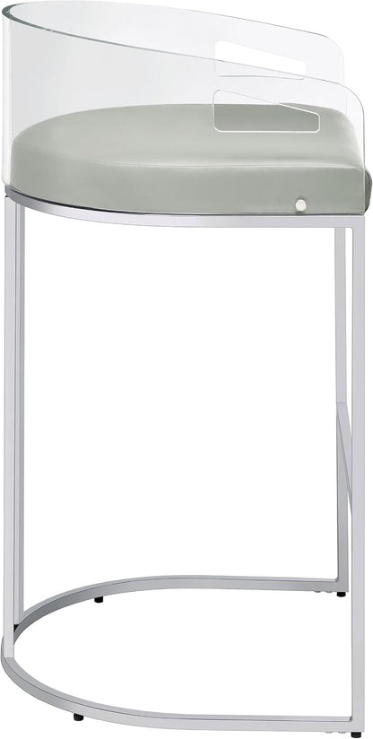 Modern Acrylic Bar Stools – Set of 2 with Curved Back & Chrome Finish