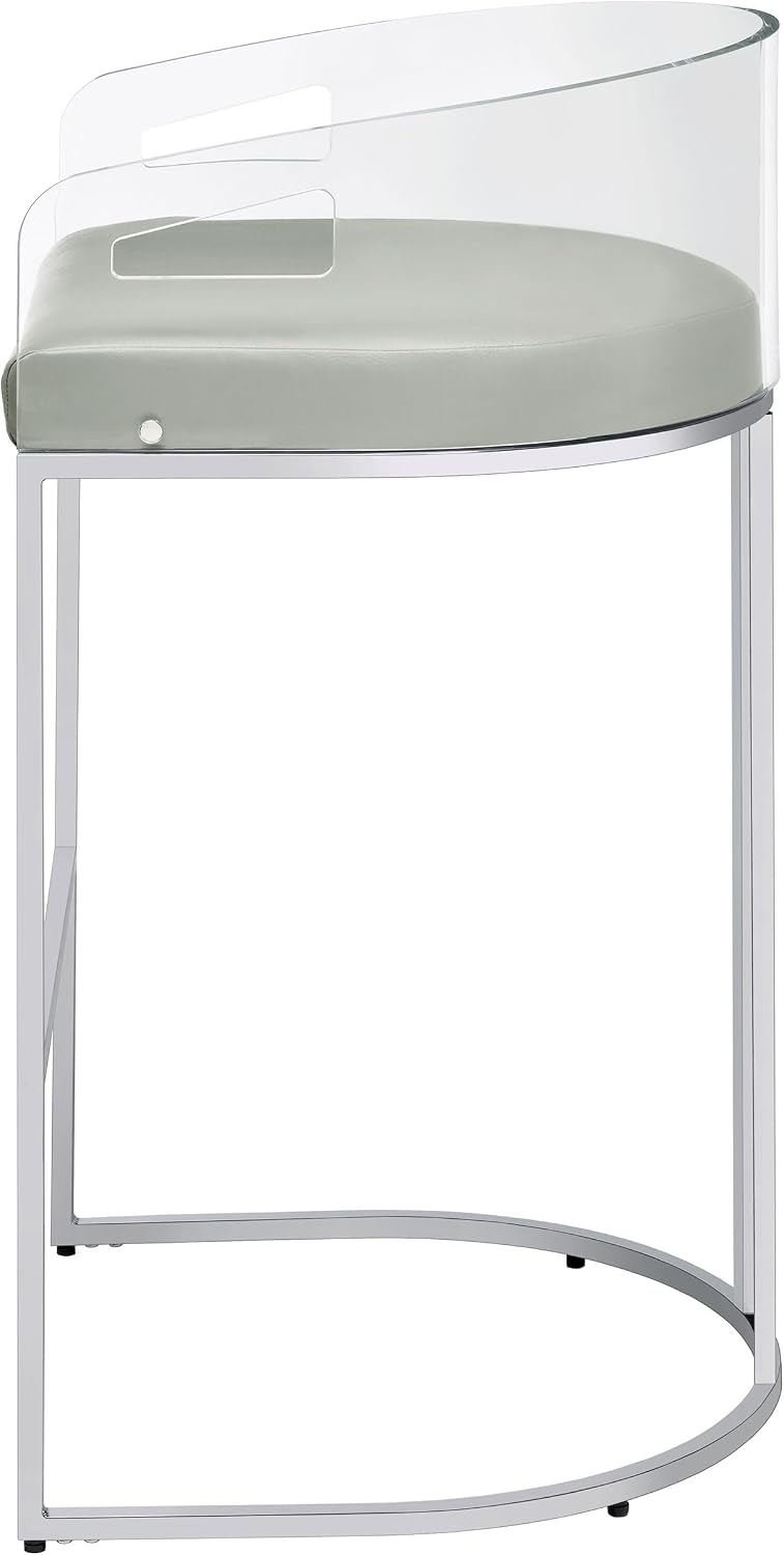 Modern Acrylic Bar Stools – Set of 2 with Curved Back & Chrome Finish
