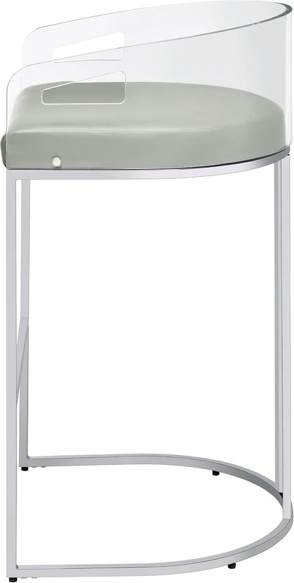 Modern Acrylic Bar Stools – Set of 2 with Curved Back & Chrome Finish
