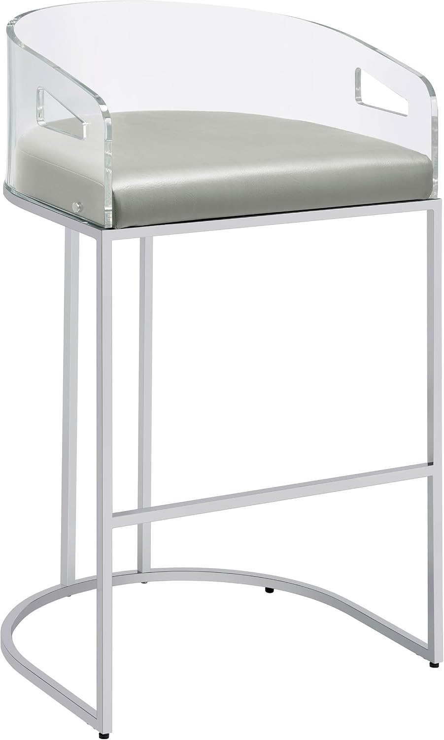 Modern Acrylic Bar Stools – Set of 2 with Curved Back & Chrome Finish