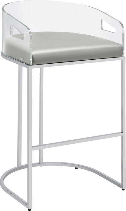 Modern Acrylic Bar Stools – Set of 2 with Curved Back & Chrome Finish