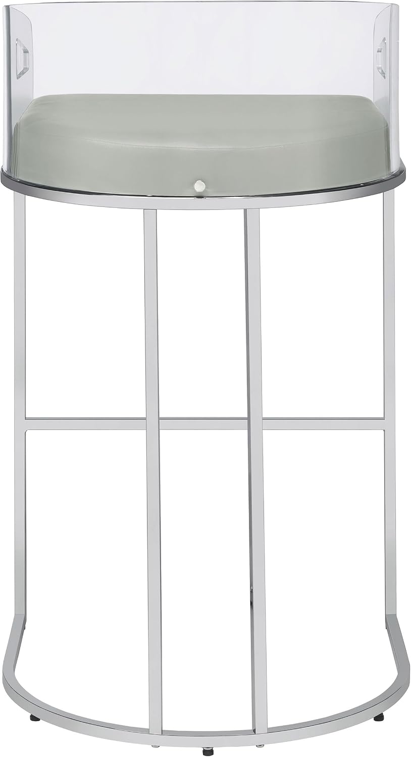 Modern Acrylic Bar Stools – Set of 2 with Curved Back & Chrome Finish