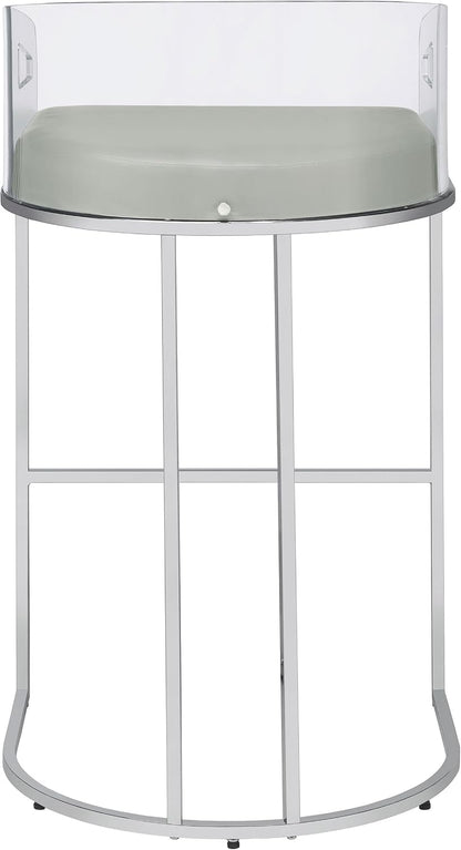 Modern Acrylic Bar Stools – Set of 2 with Curved Back & Chrome Finish