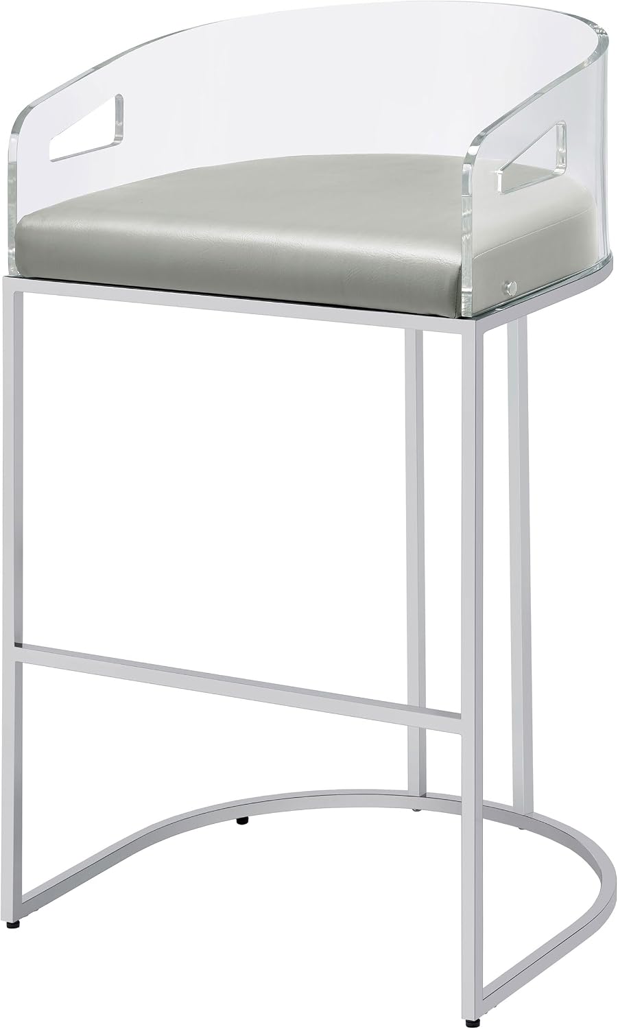 Modern Acrylic Bar Stools – Set of 2 with Curved Back & Chrome Finish