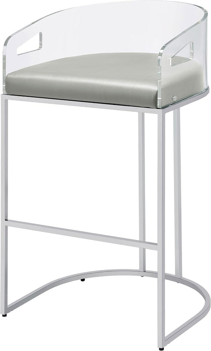 Modern Acrylic Bar Stools – Set of 2 with Curved Back & Chrome Finish
