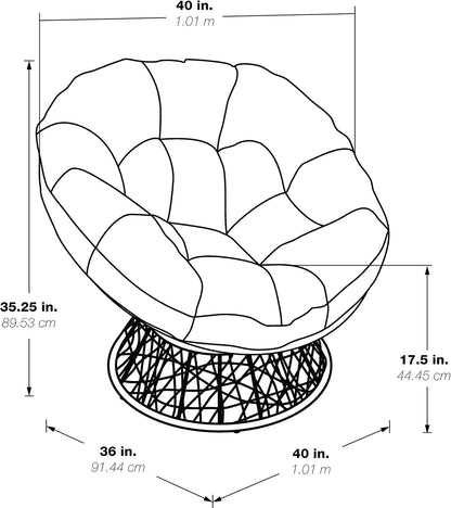 Cozy Swivel Papasan Chair – Plush Round Lounge Chair for Relaxing