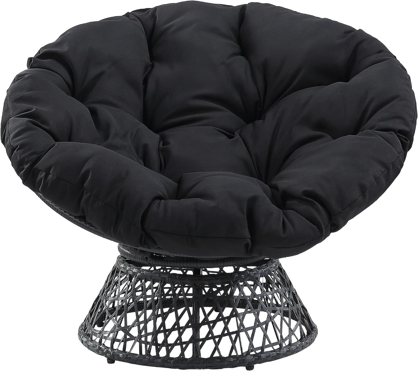 Cozy Swivel Papasan Chair – Plush Round Lounge Chair for Relaxing