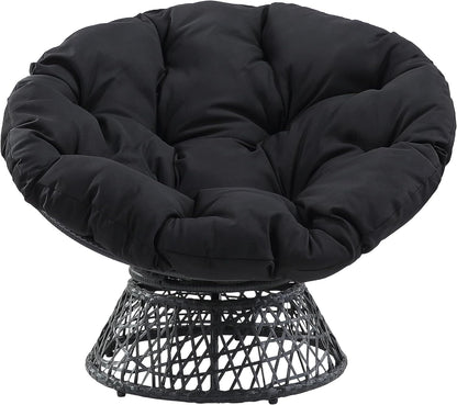 Cozy Swivel Papasan Chair – Plush Round Lounge Chair for Relaxing