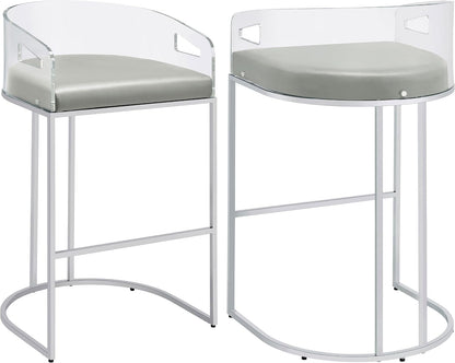 Modern Acrylic Bar Stools – Set of 2 with Curved Back & Chrome Finish