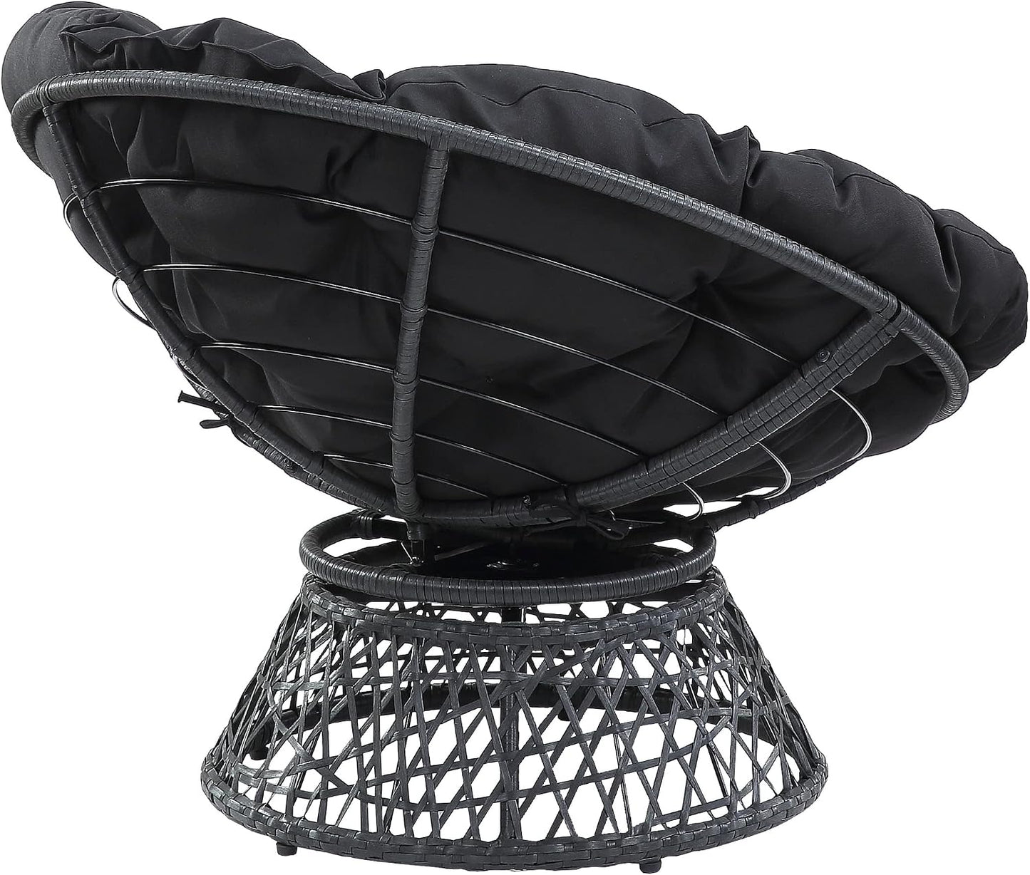 Cozy Swivel Papasan Chair – Plush Round Lounge Chair for Relaxing