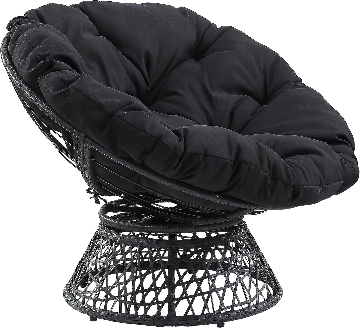 Cozy Swivel Papasan Chair – Plush Round Lounge Chair for Relaxing
