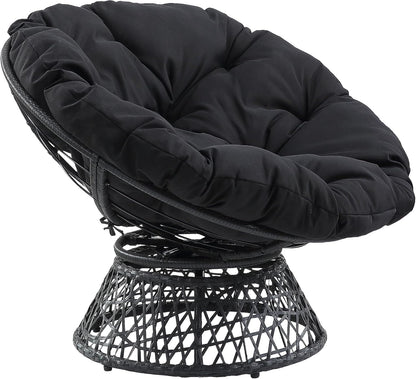 Cozy Swivel Papasan Chair – Plush Round Lounge Chair for Relaxing