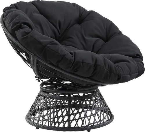 Cozy Swivel Papasan Chair – Plush Round Lounge Chair for Relaxing