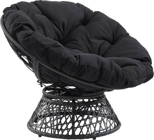 Cozy Swivel Papasan Chair – Plush Round Lounge Chair for Relaxing