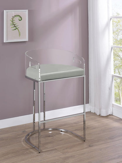 Modern Acrylic Bar Stools – Set of 2 with Curved Back & Chrome Finish