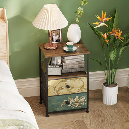Modern Nightstand with Charging Station – LED Bedside Table with 3 Drawers & Storage
