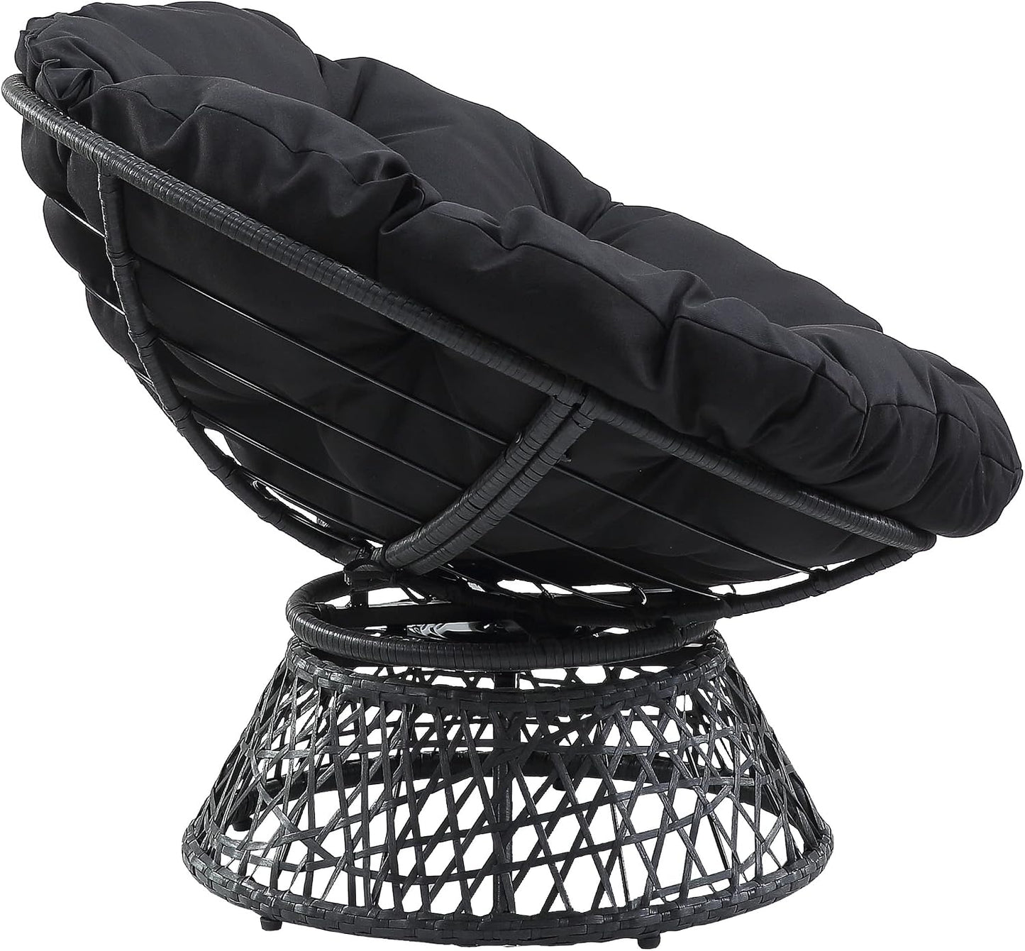 Cozy Swivel Papasan Chair – Plush Round Lounge Chair for Relaxing