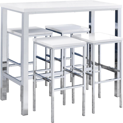 Modern 5-Piece Dining Set – Chrome Table with Contemporary Upholstered Chairs