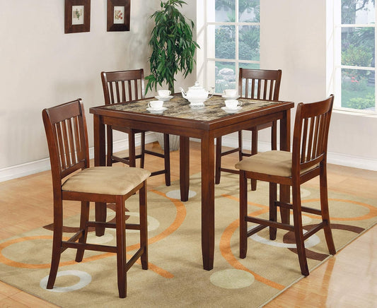 Counter-Height Dining Set – 5-Piece Square Table with 4 Ladder-Back Chairs