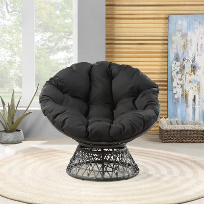 Cozy Swivel Papasan Chair – Plush Round Lounge Chair for Relaxing