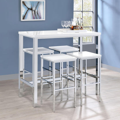 Modern 5-Piece Dining Set – Chrome Table with Contemporary Upholstered Chairs