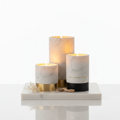 Luxury scented candle set with marble holder