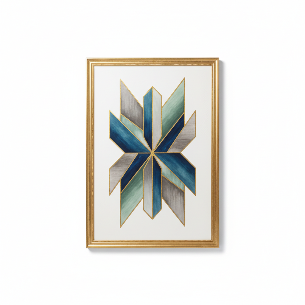 Decorative wall art panel with gold frame